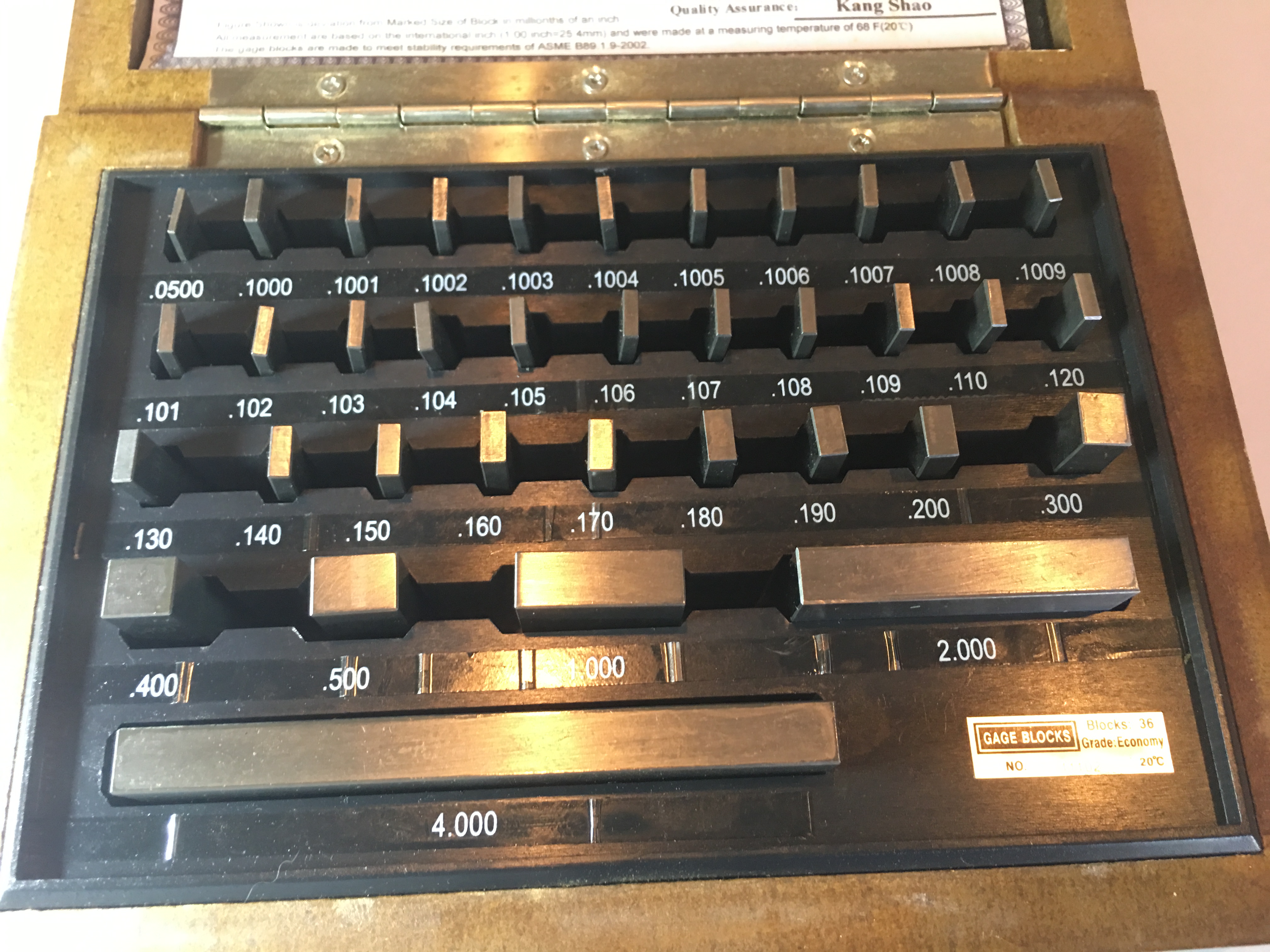 iGaging 36 pc Gauge Block Set ASME Grade AS0 N.I.S.T. (NIST) Traceble