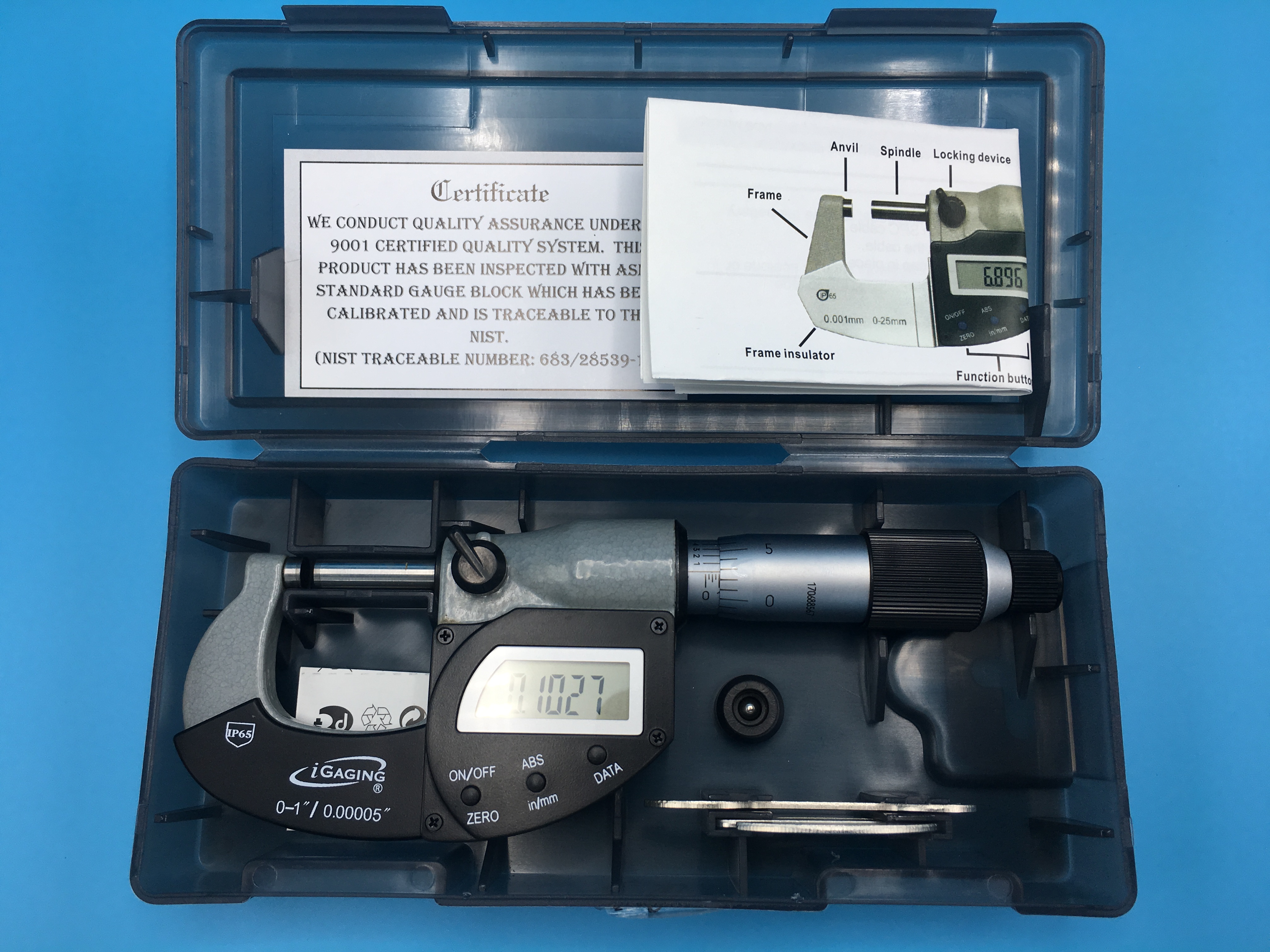 iGAGING Absolute IP65 Electronic Digital Micrometer 0-1"/0-25mm, 1-2", 2-3" or 3-4"  w/ Data Output