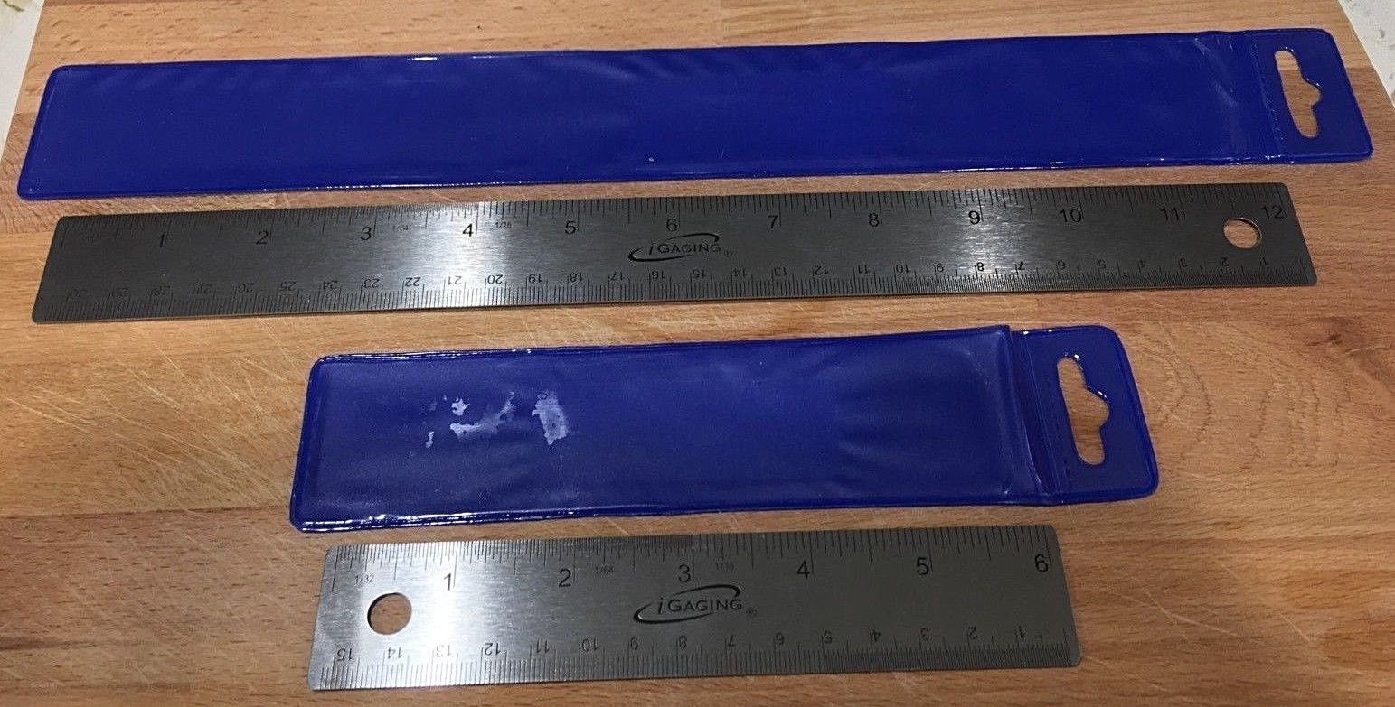 iGAGING 6" + 12" Flexible Stainless Standard and Metric Ruler set, cork backing.