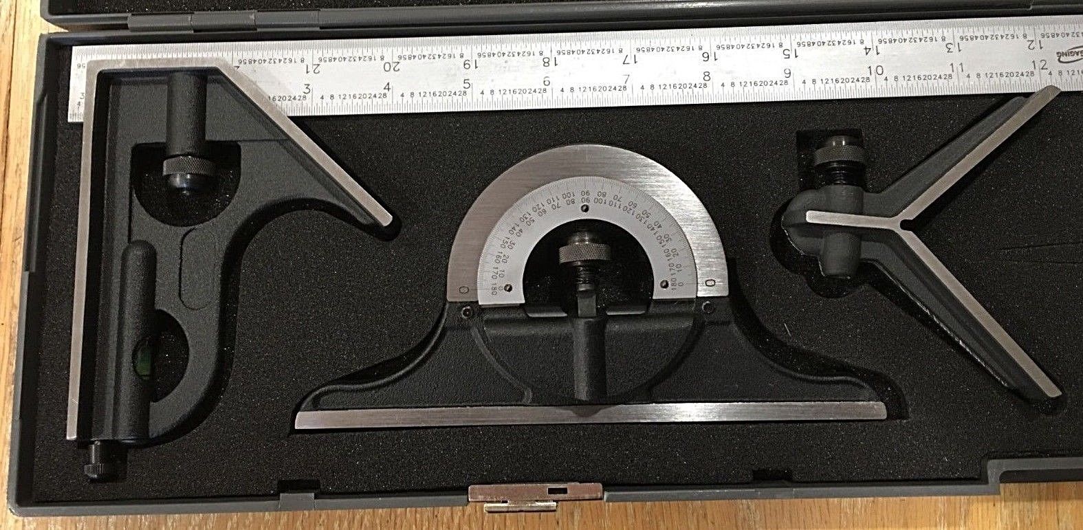 24"/600mm Combination Square Protractor Center Finder iGaging Premium 4-Piece 4R and Metric