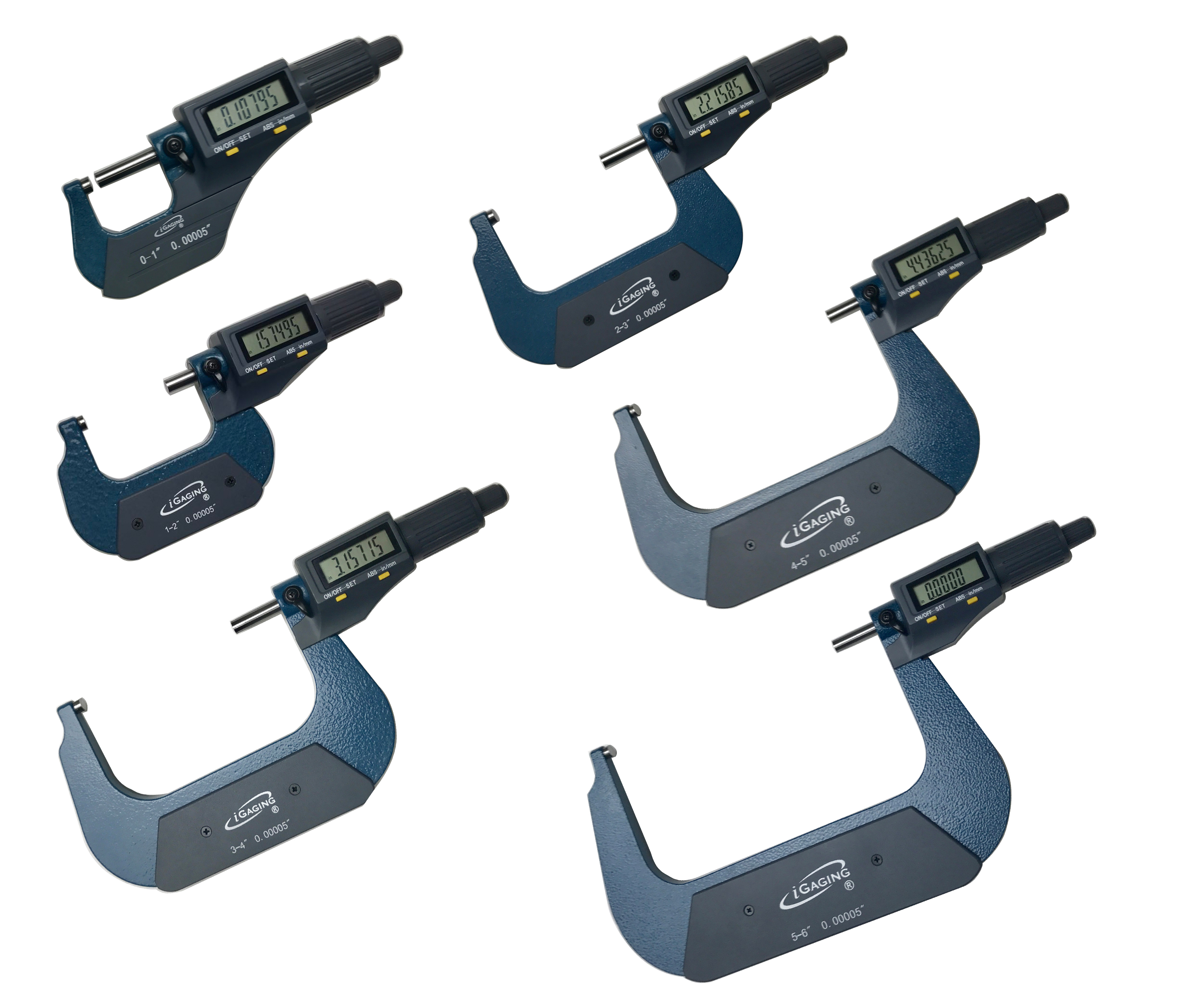 iGaging 0-6" Digital Electronic Outside Micrometer Set 0-1", 1-2", 2-3", 3-4", 4-5", 5-6"