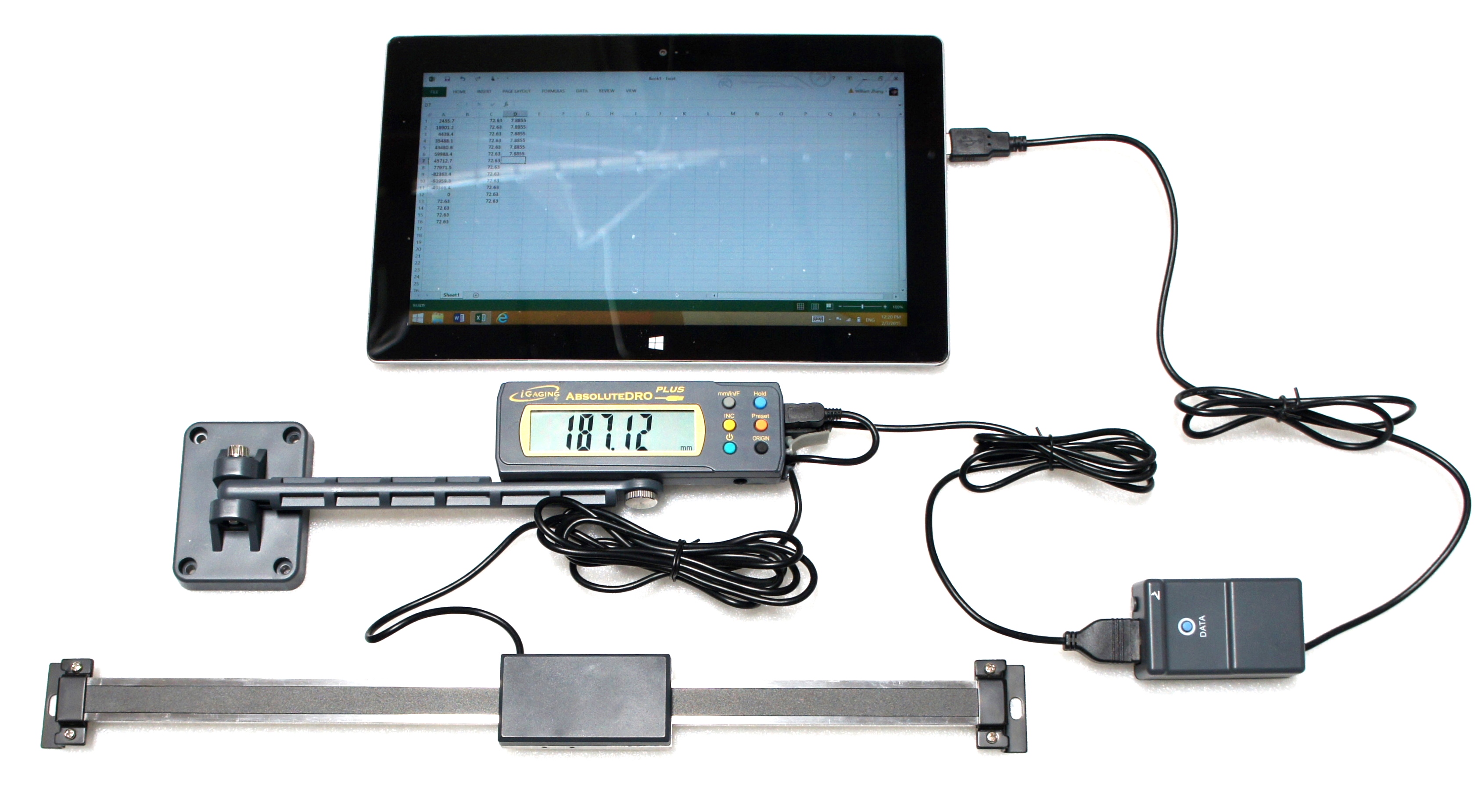 Absolute DRO Digital Readout 12"/300mm Read Out Stainless Steel Beam