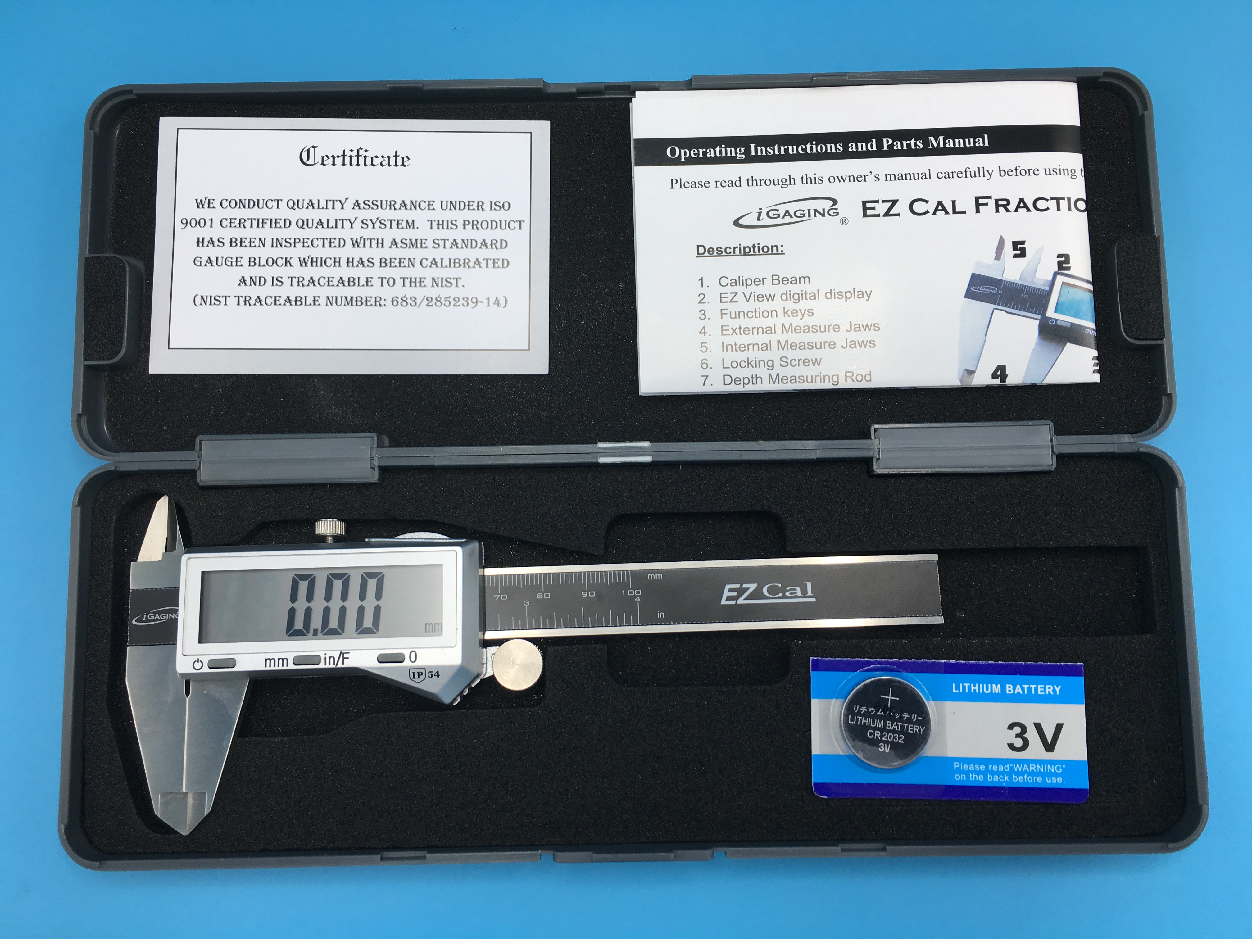 4,6,8, or 12 Inch Digital Electronic Calipers 0.0005" Inch Metric Fractions, X-large display