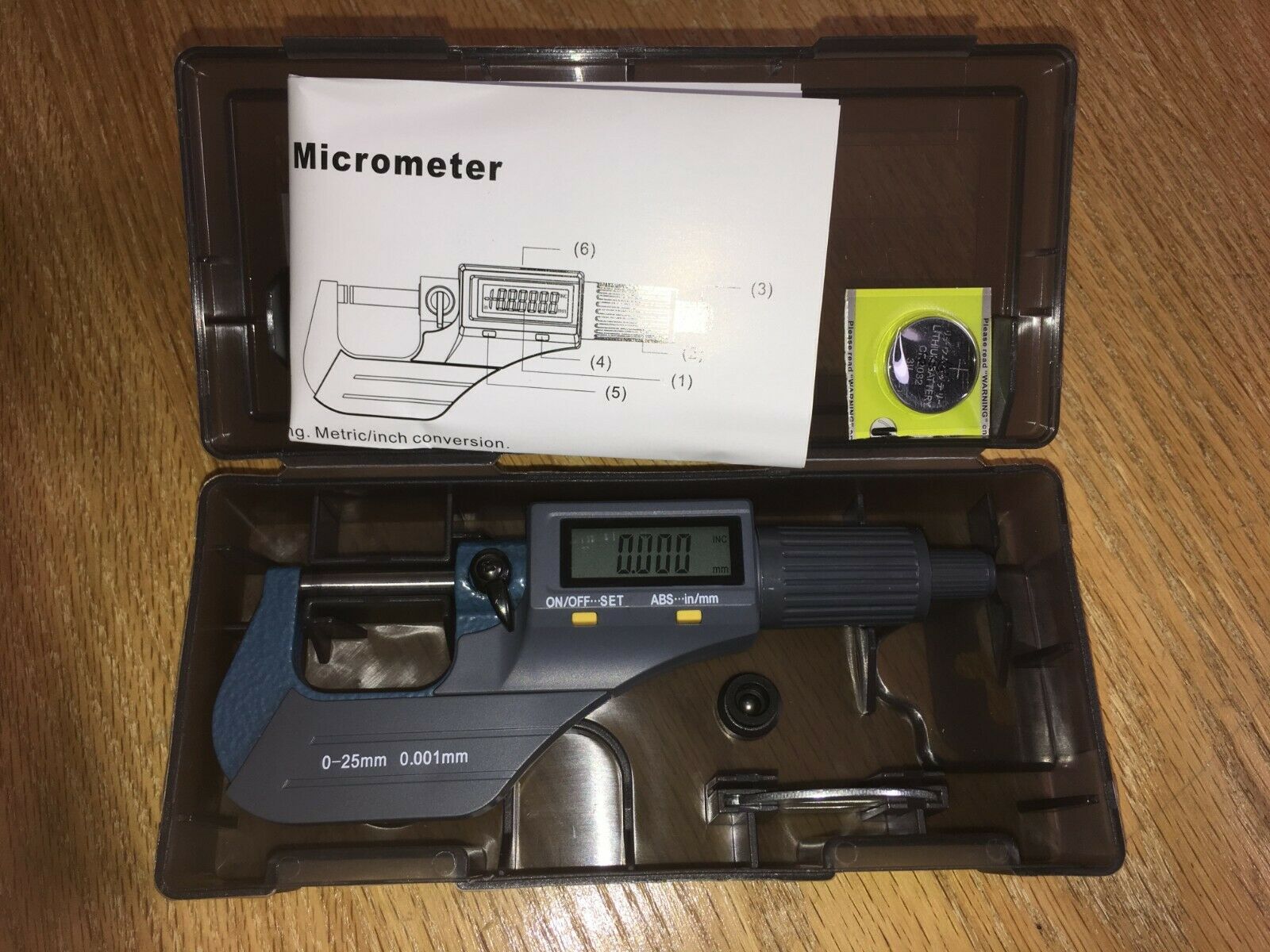 0-1" Digital Electronic Outside Micrometer w/Large LCD Display