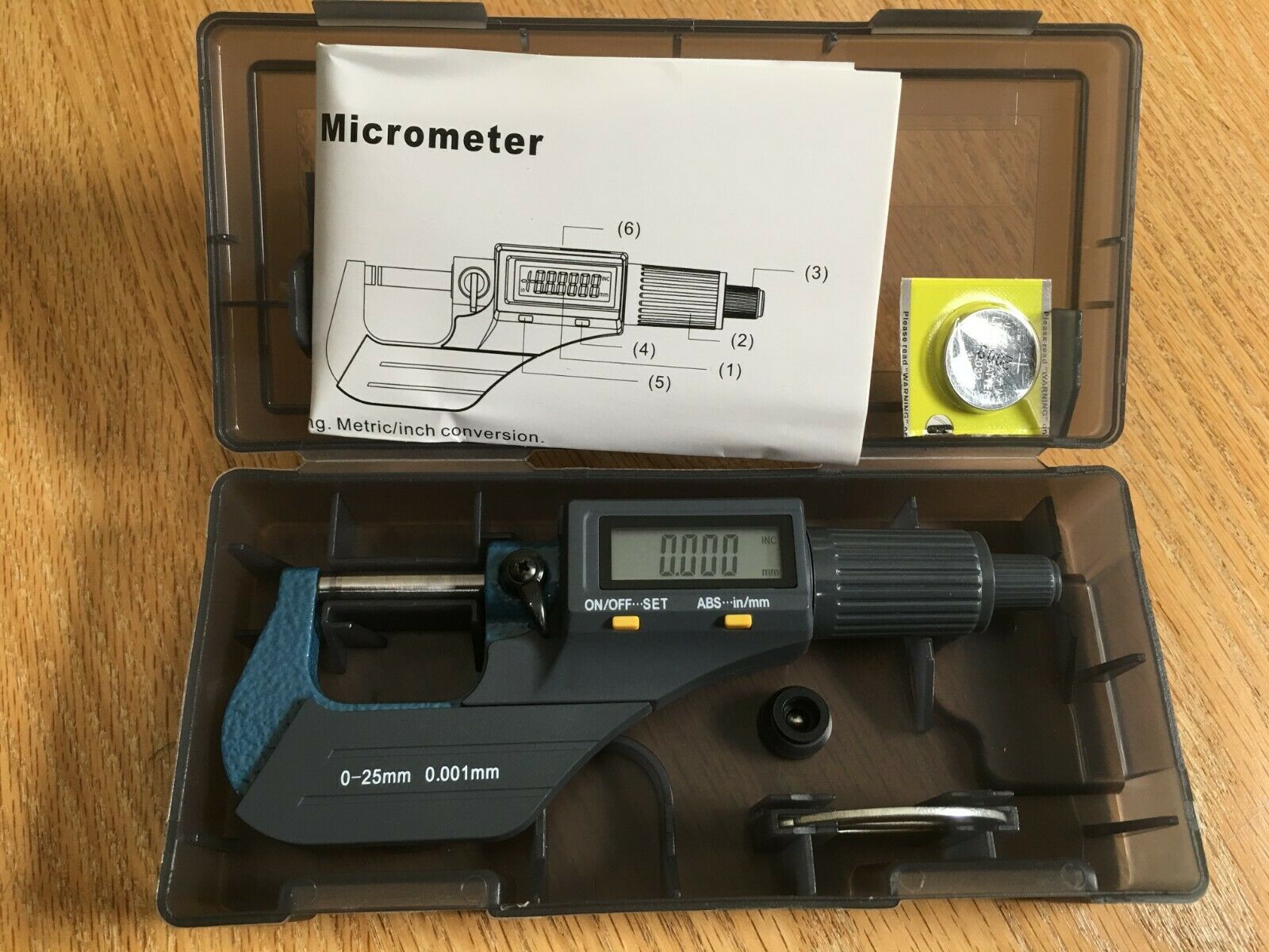 0-1" Digital Electronic Outside Micrometer w/Large LCD Display