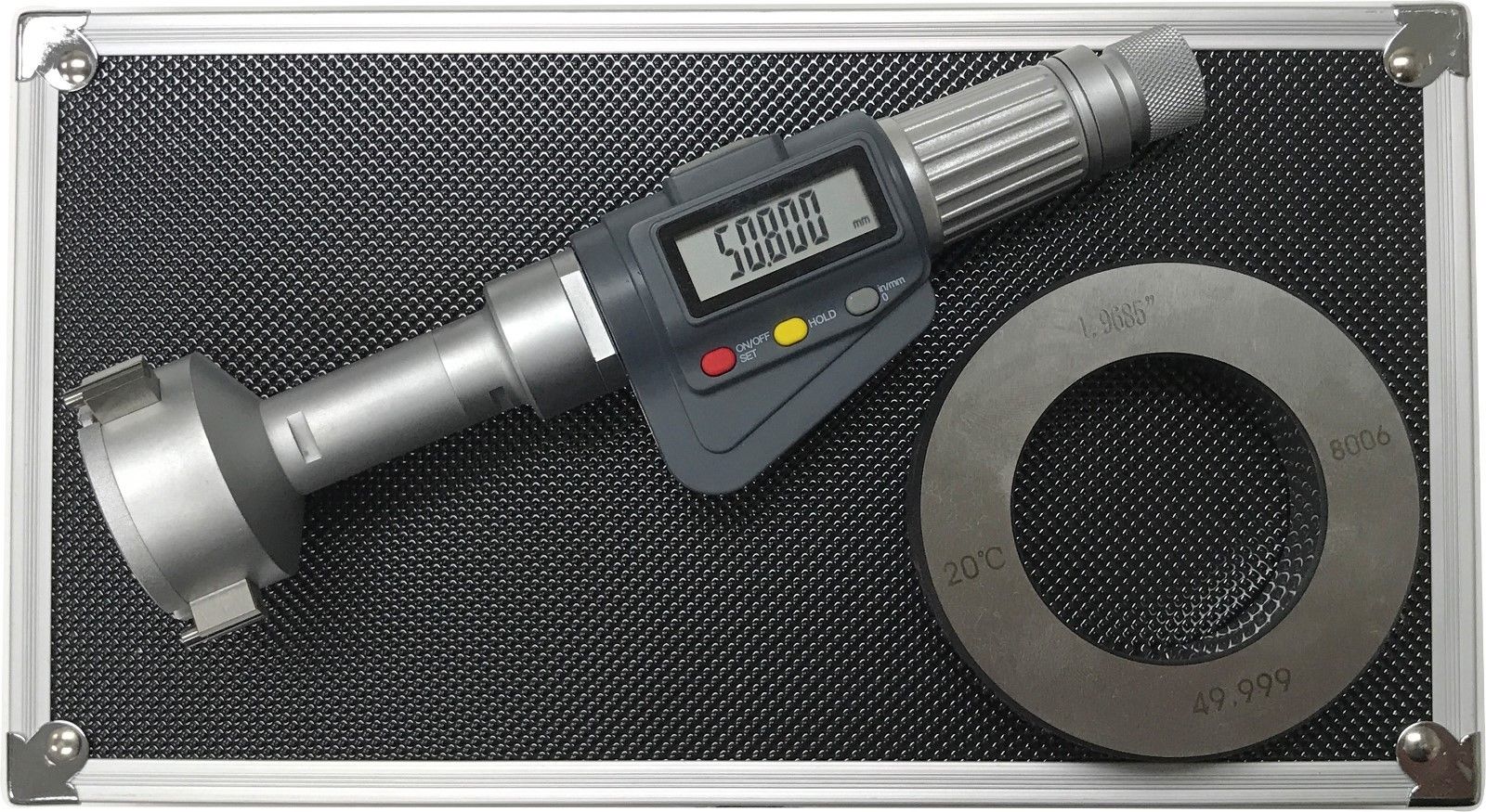 3-Point Internal Micrometer Hole Bore Gauge Gage, 1.6-2” / 0.00005"(0.001mm)