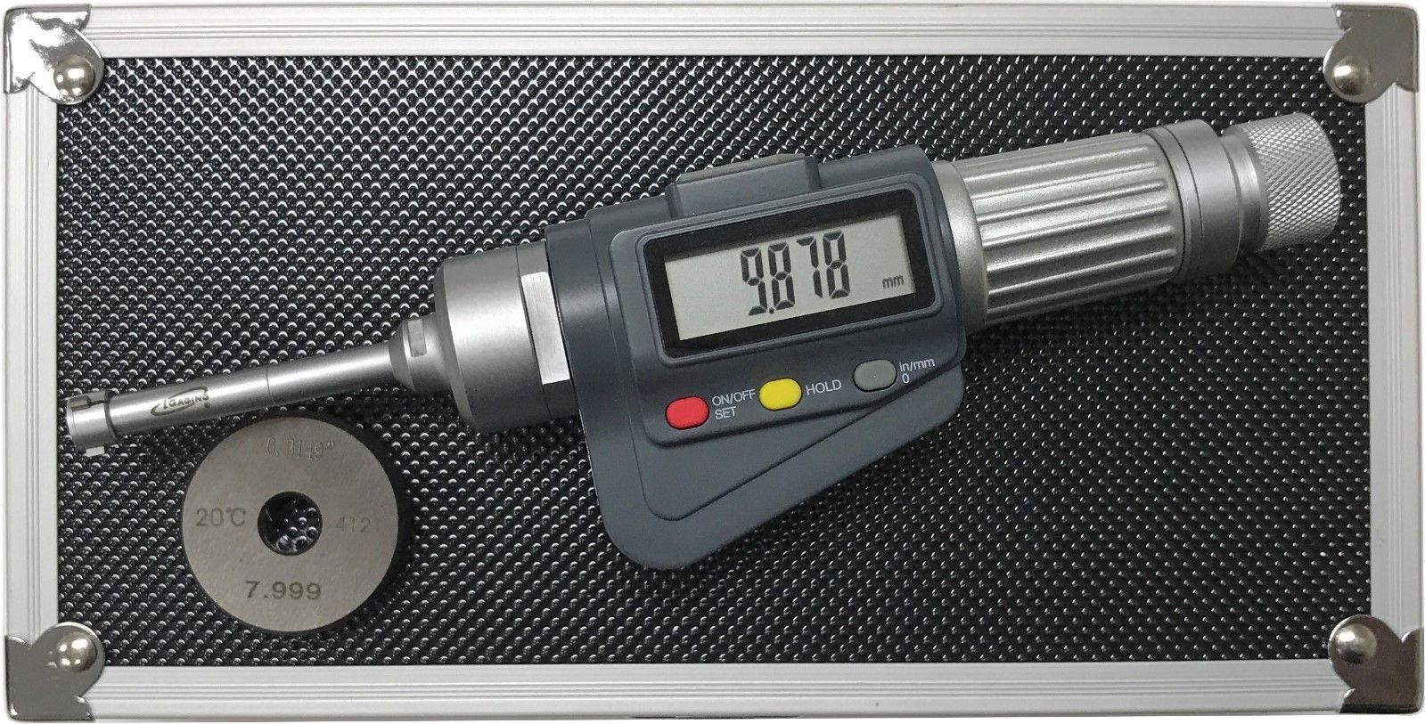 3-Point Internal Micrometer Hole Bore Gauge Gage, 0.397-0.5” / 0.00005"/0.001mm