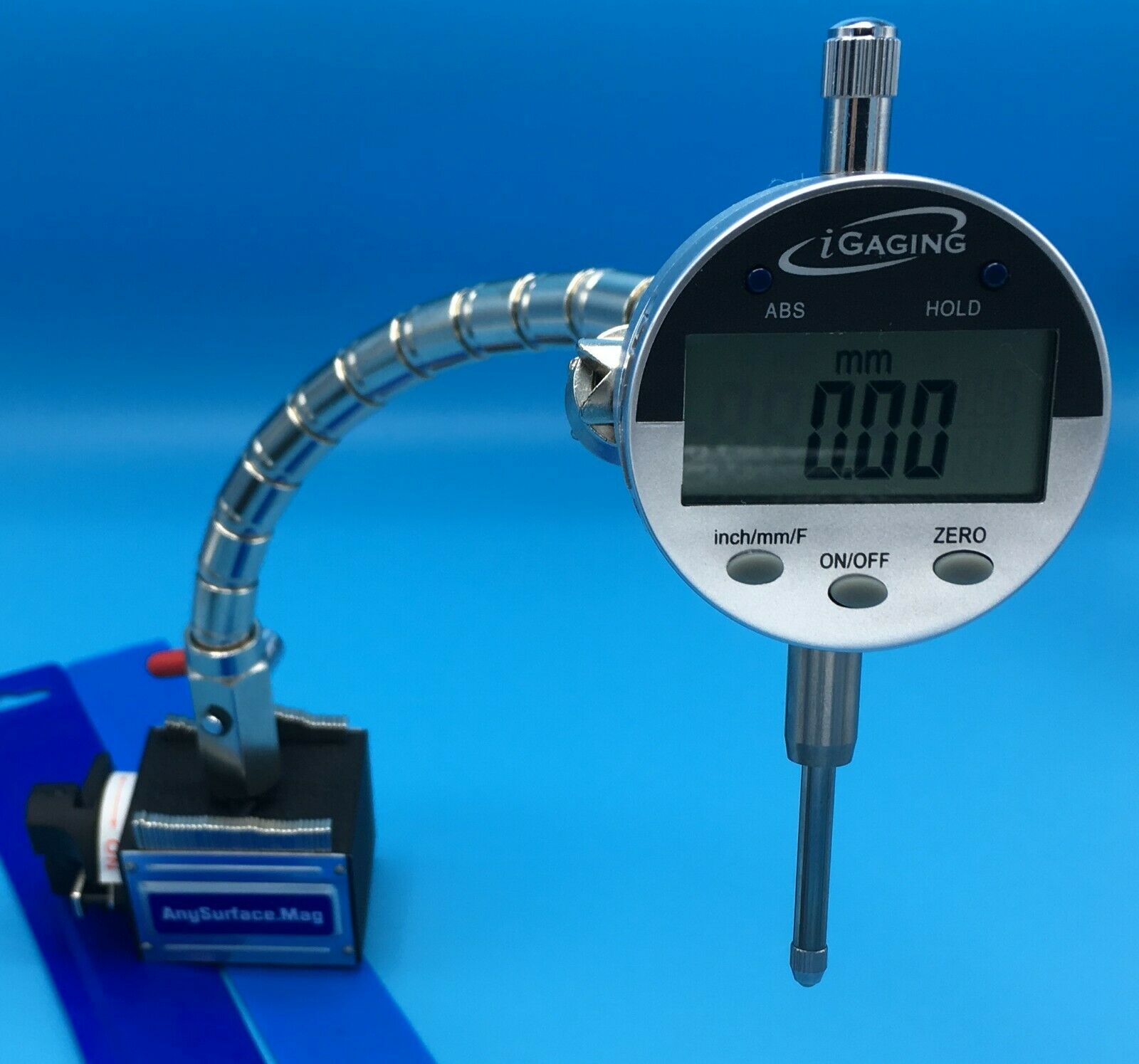Electronic Indicator with flexible arm, magnetic base and hard plastic case