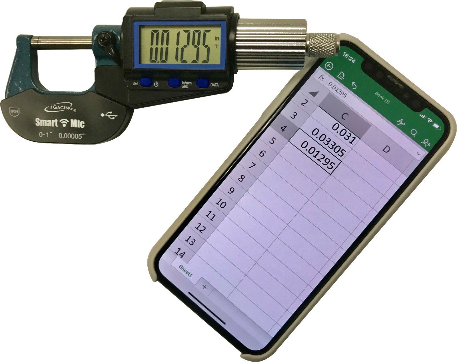 IP54 Micrometer 0-1" / X-Large Display / Bluetooth Output / iGAGING