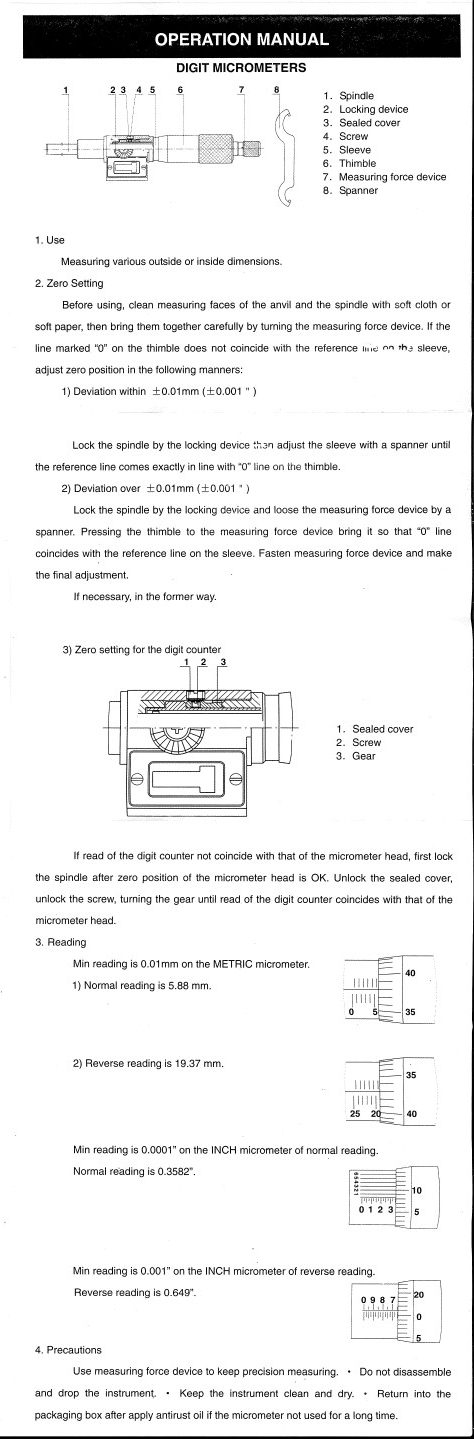 0-1" Mechanical Digital Micrometer