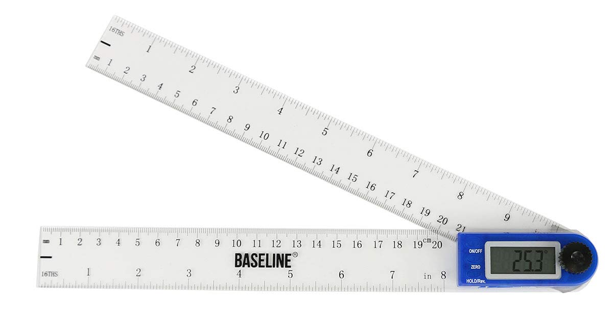 360 Degree Plastic Digital Goniometer, 10" Length, 10" Digital Protractor with Rule Blade 