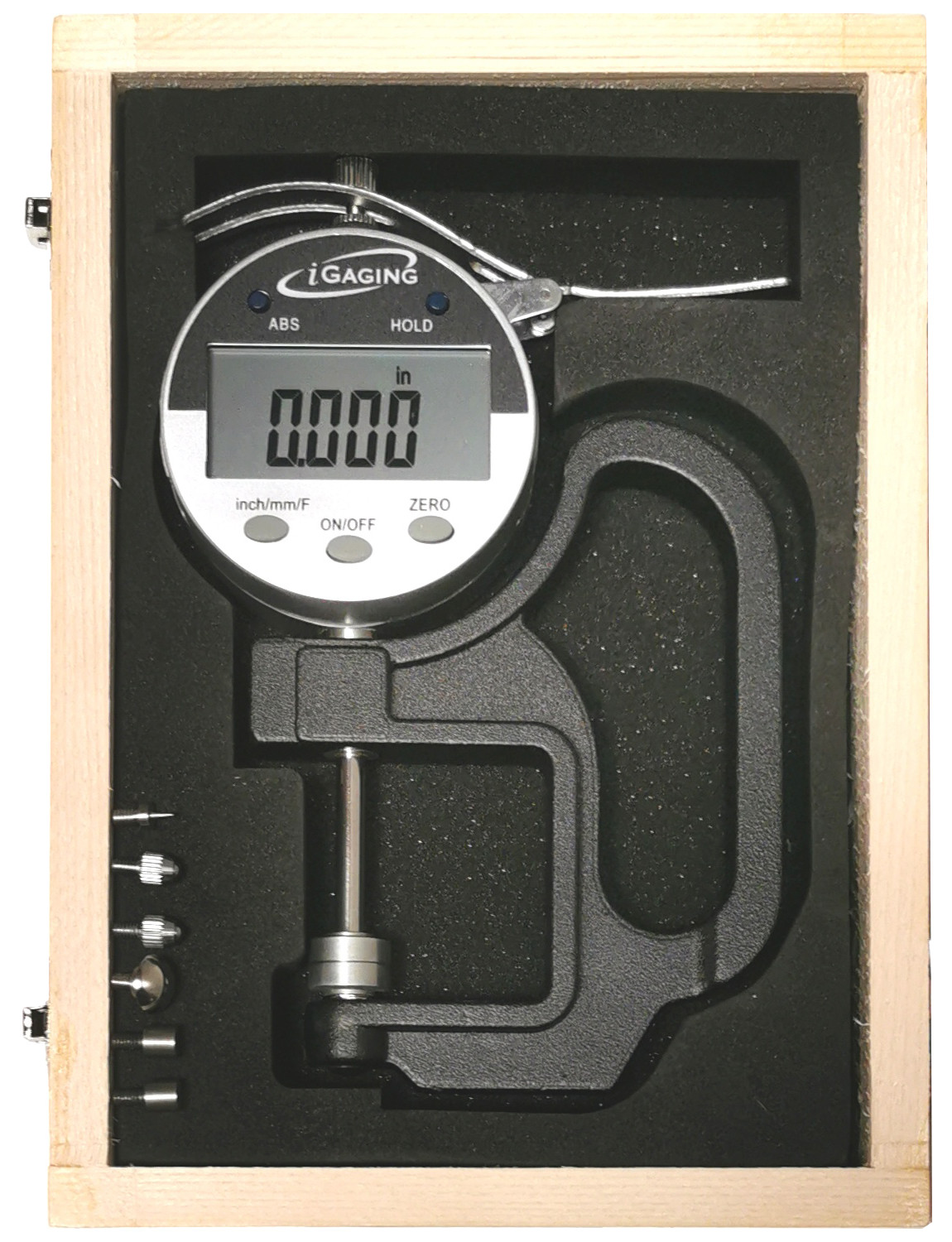 Thickness Gauge with 4" deep throat 0-1" range.