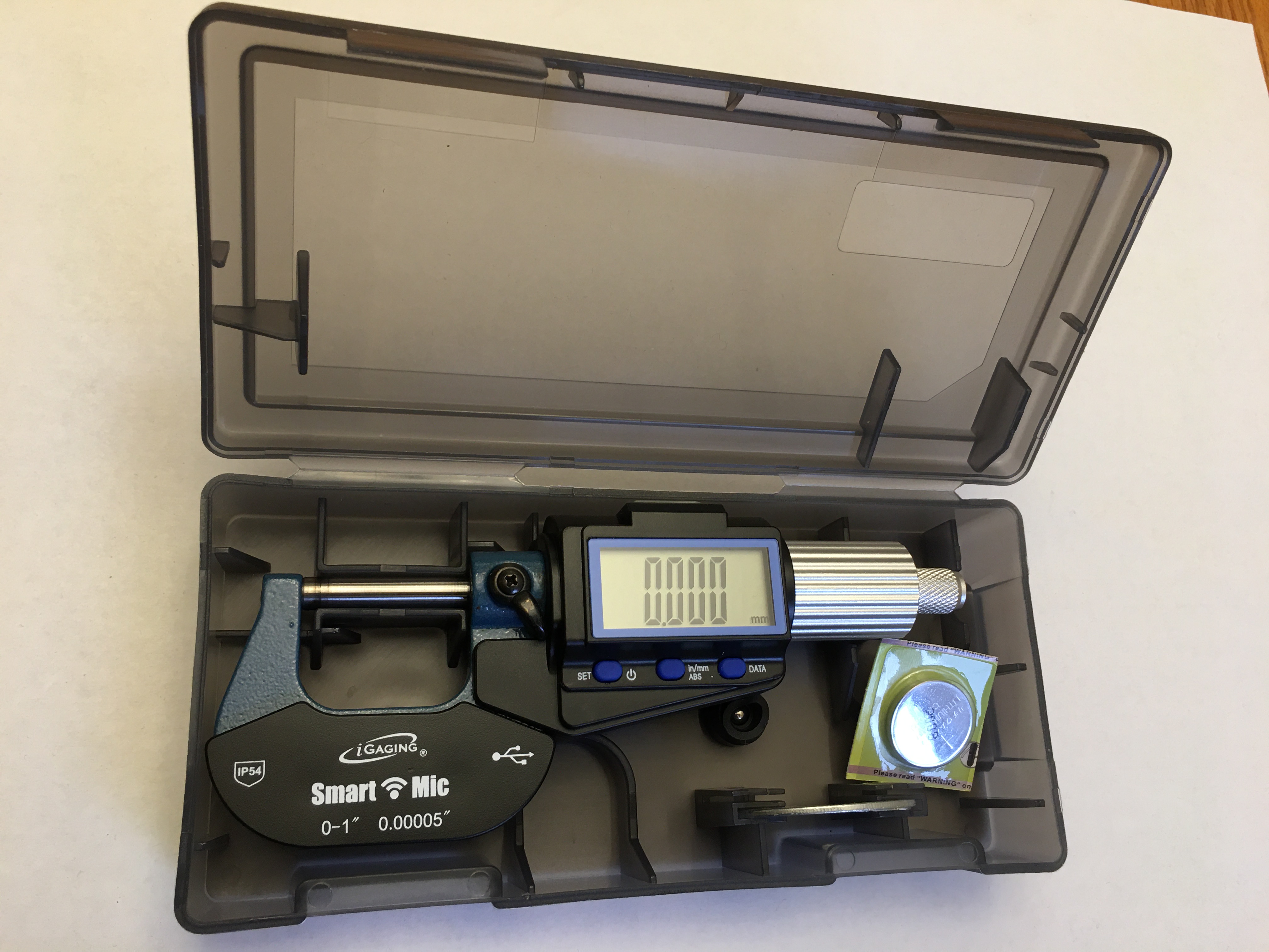 IP54 Micrometer 0-1" / X-Large Display / Bluetooth Output / iGAGING